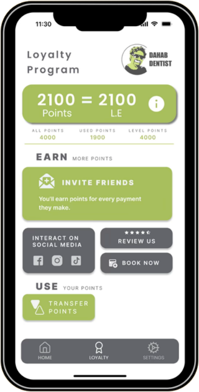 Loyalty program module — points balance and rewards
